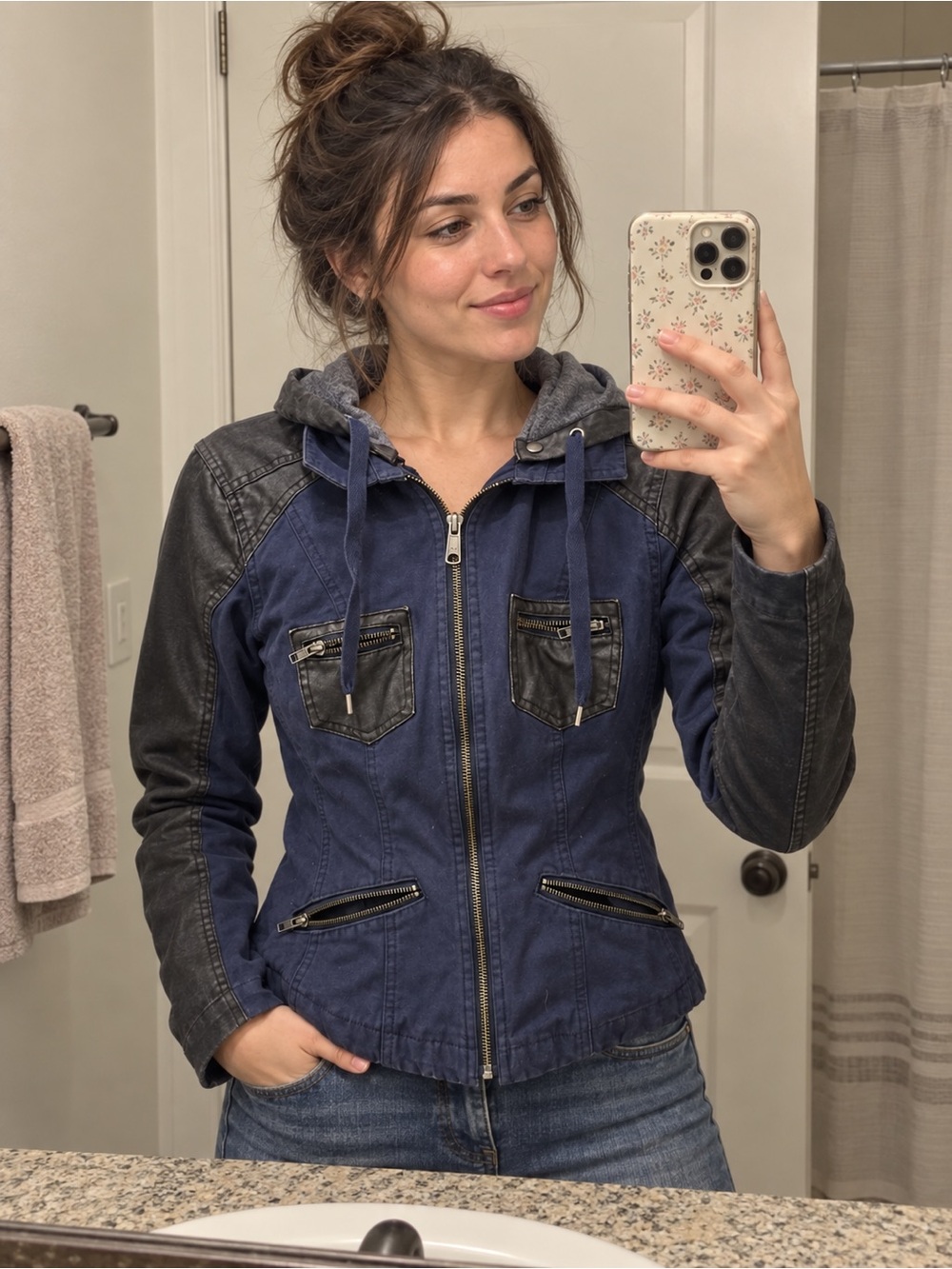 Harley-Davidson Women’s Blue/Black Zip-Front Hooded Hoodie Jacket XS NWT